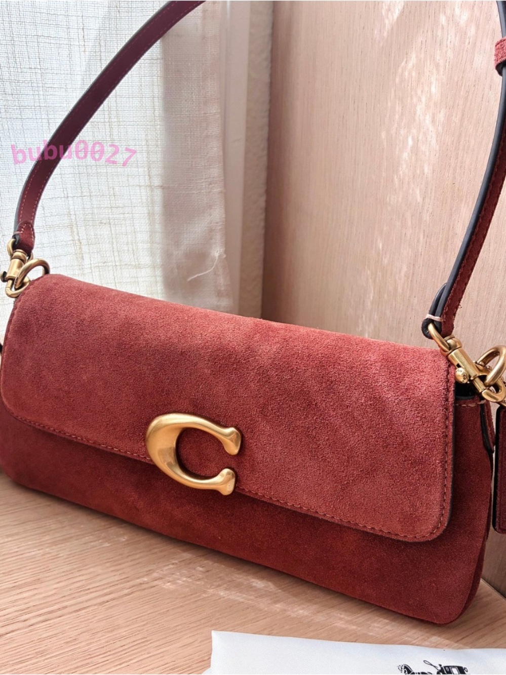 NWT🍑Coach Jet Shoulder Bag Clay Brown Suede CDZ74 Crossbody Dust Bag Gift Y2k - Picture 3 of 9